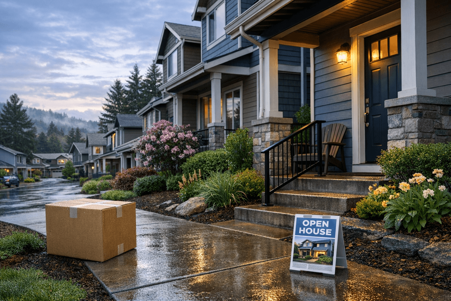 Home buyer outside townhouse checking costs as mortgage rates edge higher