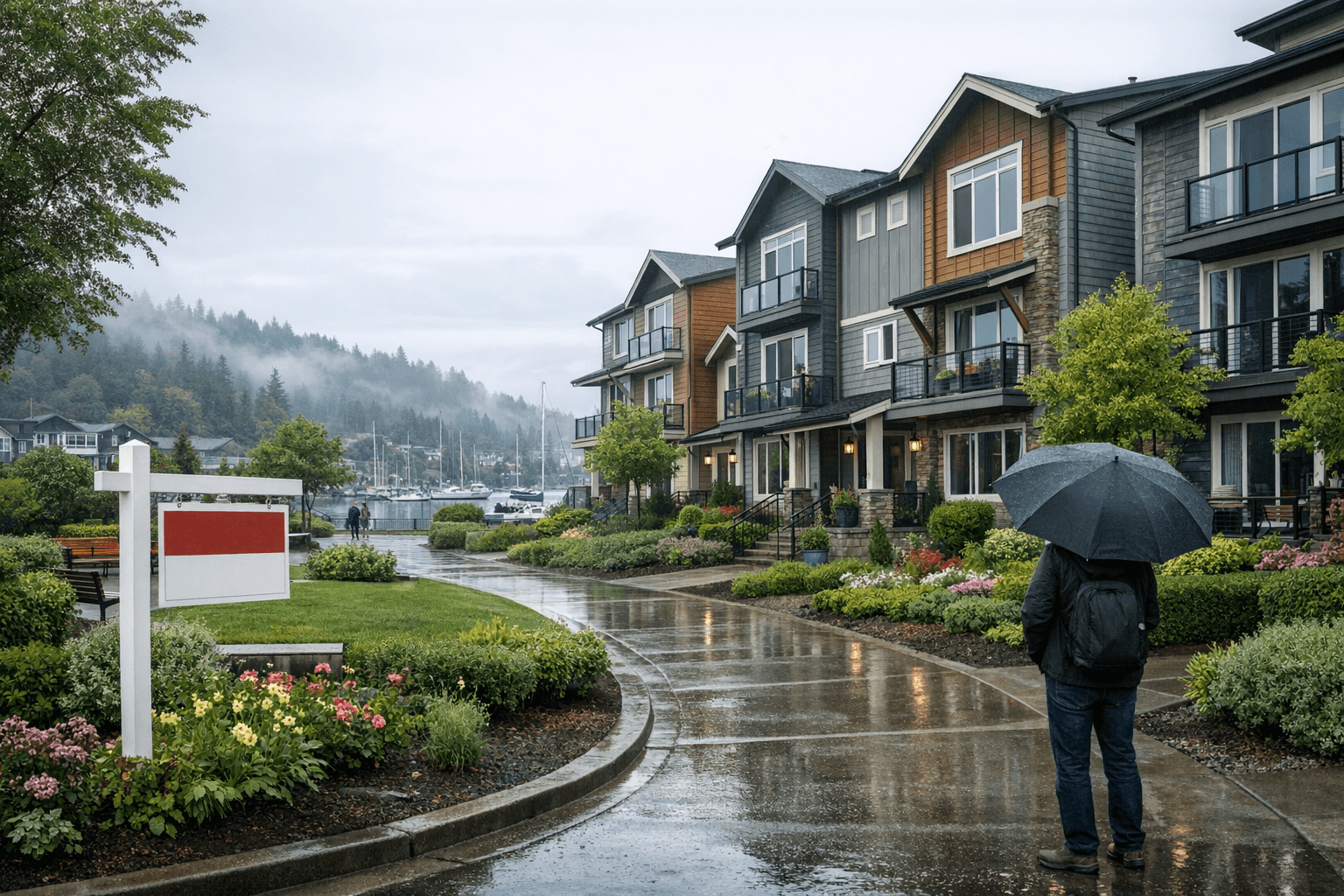 Prospective buyer outside townhomes as mortgage rates ease slightly